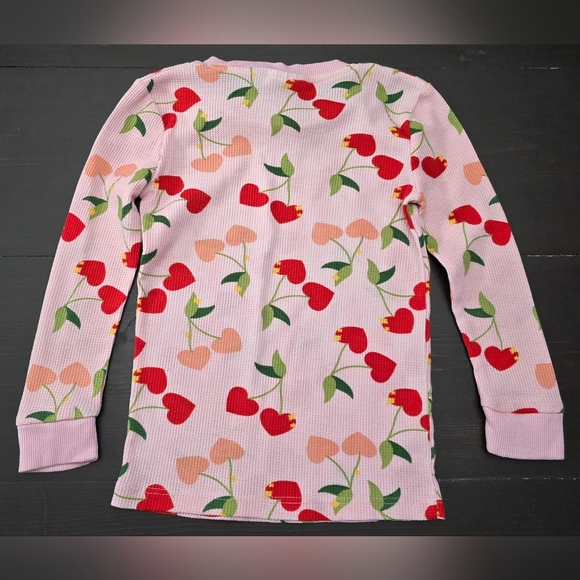 Lily & Dan Girls XS Valentines Cherry Hearts Long Sleeve Flannel Pajamas EUC - Picture 3 of 6